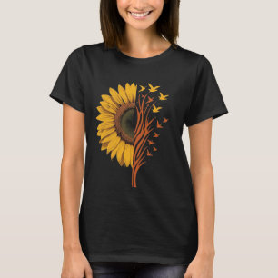 Rustieke zonnebloem natuur vogels in vlucht t-shirt