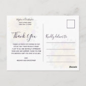 Rustieke zonnebloem Paarse Rozen bruiloft dank u Briefkaart (Achterkant)