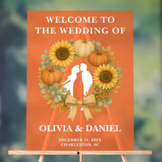 Rustieke Zonnebloem Pompoen Krans Fall Wedding Acryl Bord (Neutraal)