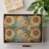 Rustieke Zonnebloem Rand op Hout Decoupage Tissuepapier (Geschenk)