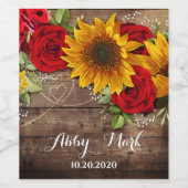 Rustieke Zonnebloem & Rozen Wijnlabel Wijn Etiket (Enkel label)