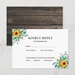 Rustieke Zonnebloem RSVP Herfst Kleuren Uitnodigin Kaart