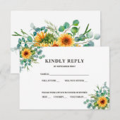 Rustieke Zonnebloem RSVP Uitnodiging in Herfstkleu (Voorkant / Achterkant)