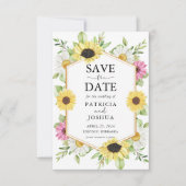 Rustieke Zonnebloem Save the Date Wedding Kaart (Voorkant)
