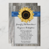 Rustieke Zonnebloem Schuur Hout Blauw Lint Kaart (Voorkant / Achterkant)