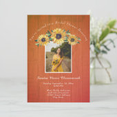 Rustieke Zonnebloem Schuur Hout Bruiloft Vrijgezel Kaart (Staand voorkant)