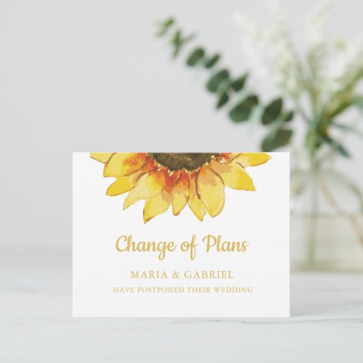 Rustieke zonnebloem. Stel bruiloft uit Wijzig de d Uitnodiging Briefkaart (Staand voorkant)