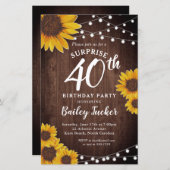 Rustieke Zonnebloem Verrassing 40e Verjaardag Uitn (Voorkant / Achterkant)