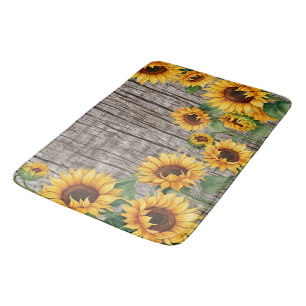 Rustieke Zonnebloem & Weathered Grijs Barnboard Badmat