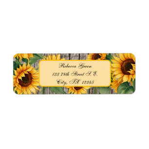 Rustieke Zonnebloem & Weathered Grijs Barnboard Etiket