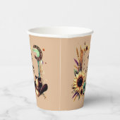 Rustieke Zonnebloem Wedding Party Cups Papieren Bekers (Rechts)