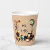 Rustieke Zonnebloem Wedding Party Cups Papieren Bekers (Voorkant)