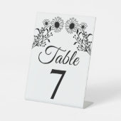 Rustieke Zonnebloem Zwart Wit Bloemen Trouwnummer Reclamebord Met Voetstuk (Voorkant)