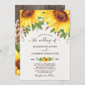 Rustieke Zonnebloemen Boho Waterverf Bruiloft Kaart (Voorkant / Achterkant)