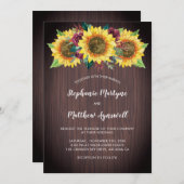 Rustieke Zonnebloemen Bourgondië Bloemen Hout Brui Kaart (Voorkant / Achterkant)