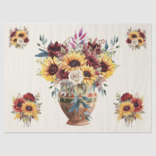 Rustieke Zonnebloemen & Bourgondische bloemen Deco Tissuepapier