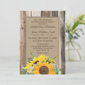 Rustieke zonnebloemen bruiloft uitnodiging (Staand voorkant)