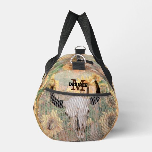 Rustieke Zonnebloemen Bull Koe Schedel Western Mon Plunjezak (Rechts)