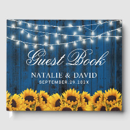 Rustieke Zonnebloemen Country Navy Barn Wedding Gastenboek