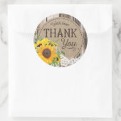 Rustieke zonnebloemen dank u bruiloft label (Tas)