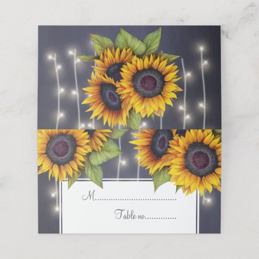 Rustieke zonnebloemen en lichten bruiloft tafel pl (Buitenkant ongevouwen)