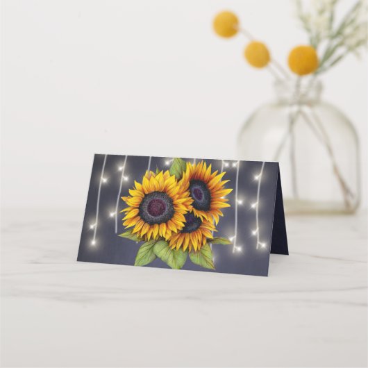 Rustieke zonnebloemen en lichten bruiloft tafel pl (Achterkant)