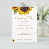 Rustieke zonnebloemen FOTO bruiloft wijziging van  Save The Date (Staand voorkant)