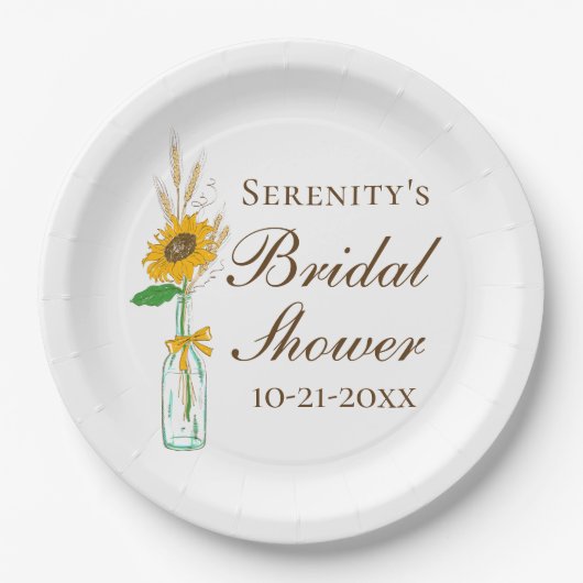 Rustieke zonnebloemen, Herfst land bloemenbruiloft Papieren Bordje (Voorkant)