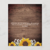 Rustieke Zonnebloemen Jar Lights Bruiloft uitnodig (Achterkant)