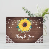 Rustieke Zonnebloemen Kant Babys Breath Bruiloft Bedankkaart (Staand voorkant)