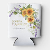 Rustieke Zonnebloemen & Lavander Bruiloft Blikjeskoeler (Voorkant)