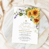 Rustieke Zonnebloemen & Lavander Toewijding Uitnod Kaart