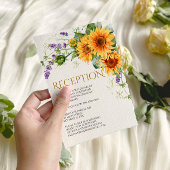 Rustieke Zonnebloemen & Lavendel Receptie Kaarten 