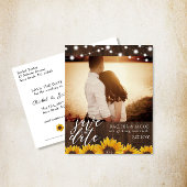 Rustieke Zonnebloemen & Lichten Bruiloft Save the Briefkaart