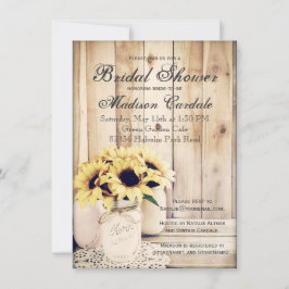 Rustieke zonnebloemen Mason Jar Vrijgezellenfeest  Kaart