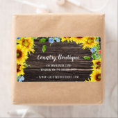 Rustieke zonnebloemen op hout retouradreslabel etiket (Insitu)