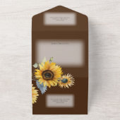 Rustieke Zonnebloemen op Vervaagd Bruin QR Code All In One Uitnodiging (Buitenkant)