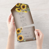 Rustieke Zonnebloemen op Vervaagd Bruin QR Code All In One Uitnodiging (Afscheurbaar)