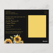 Rustieke zonnebloemen op zwart Save the Date Brief Briefkaart (Achterkant)