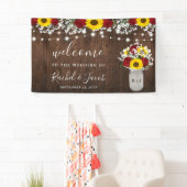 Rustieke Zonnebloemen Rozen Jar String Lights Brui Spandoek (Insitu)