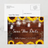 Rustieke Zonnebloemen Save The Date Briefkaart (Voorkant / Achterkant)