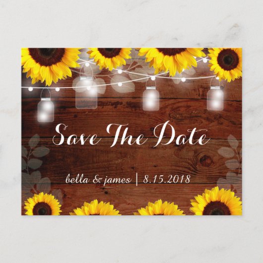 Rustieke Zonnebloemen Save The Date Briefkaart (Voorkant)
