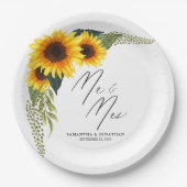 Rustieke Zonnebloemen Script Mr. en Mrs. Wedding Papieren Bordje (Voorkant)