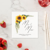 Rustieke Zonnebloemen Script Mr. en Mrs. Wedding Servet (Insitu)