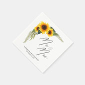Rustieke Zonnebloemen Script Mr. en Mrs. Wedding Servet (Hoek)