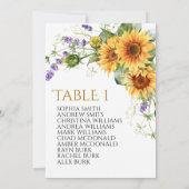 Rustieke zonnebloemen tafel nummer 1 zitkaart kaart (Achterkant)
