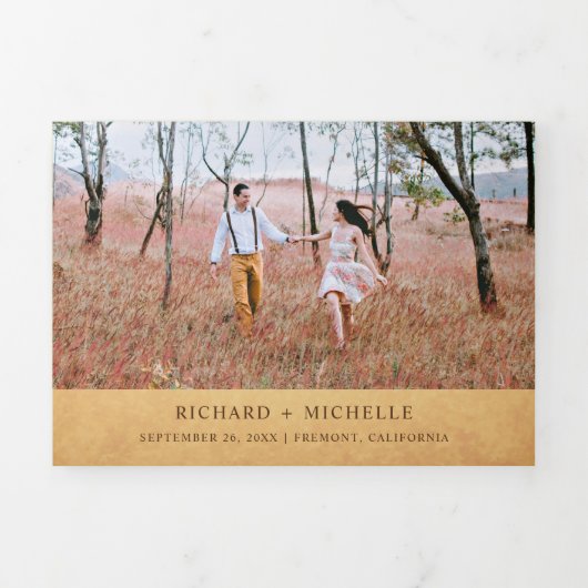 Rustieke zonnebloemolie lantaarn Alles in één brui Drieluik Uitnodiging (Cover)