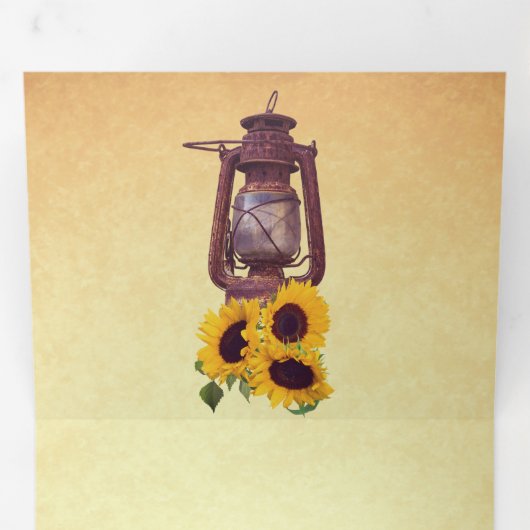 Rustieke zonnebloemolie lantaarn Alles in één brui Drieluik Uitnodiging (Binnenzijde eerst)