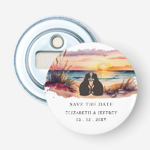 Rustieke Zonsondergang Strand Save The Date Magnee Button Flesopener