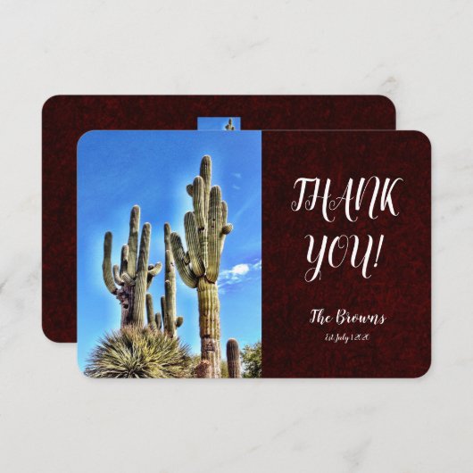 Rustieke Zuidwestelijke Saguaro Cactus bruiloft Bedankkaart (Voorkant / Achterkant)